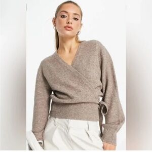 & Other Stories Vneck Wrap Cardi Brown